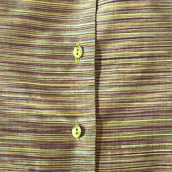 VINTAGE ICE Silk Striped Sleeveless Top | Size 10 | Green | Statement Y2K Formal - Picture 9 of 14